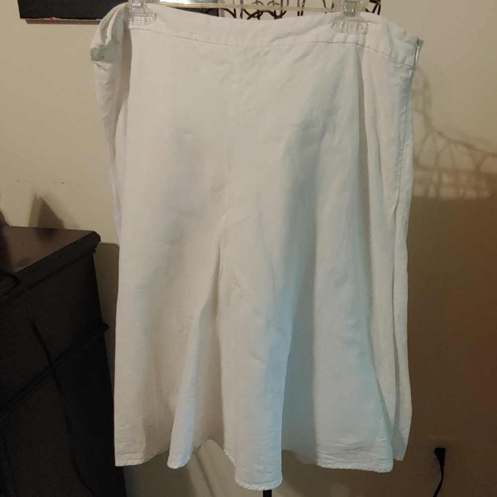 White Linen A-line Skirt